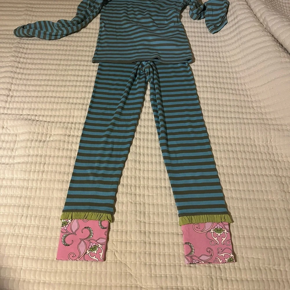 Matilda Jane Teal and Olive Striped Kids set pants new with tag‎